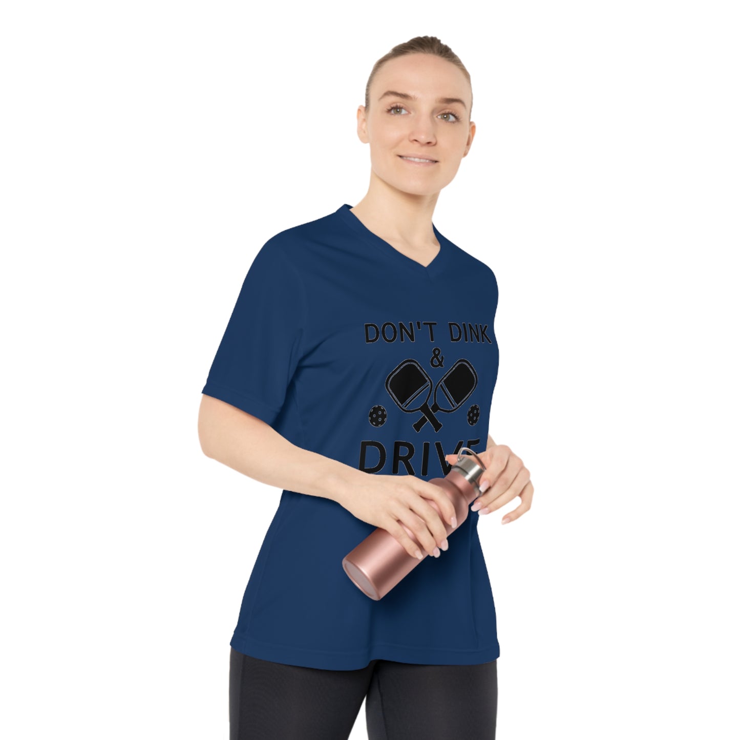 black pickleball dont dink and drive - Women's Performance V-Neck T-Shirt, DONT DINK AND DRIVE, pun, punny, pickleball, pickle ball, workout top, workout shirt, pickleball shirt, I love pickleball,