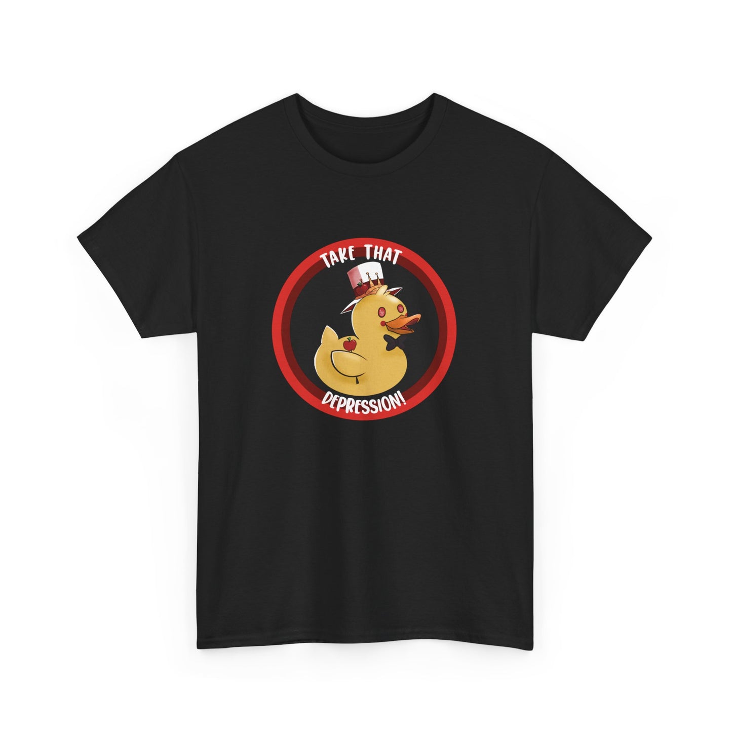 take that depression, Unisex Heavy Cotton Tee, take that depression shirt, depression shirt, duck, rubber duck, hazbin, inside joke, hotel, parody