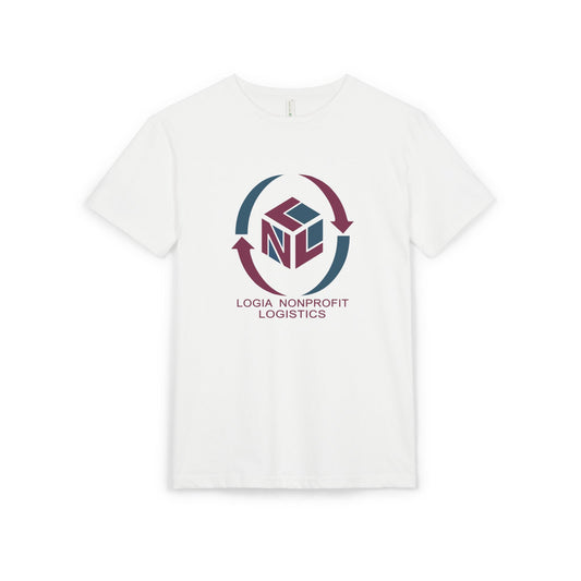Logia Nonprofit Logistics, logia logistics, non prophet, Unisex Sueded T-Shirt, qr on back