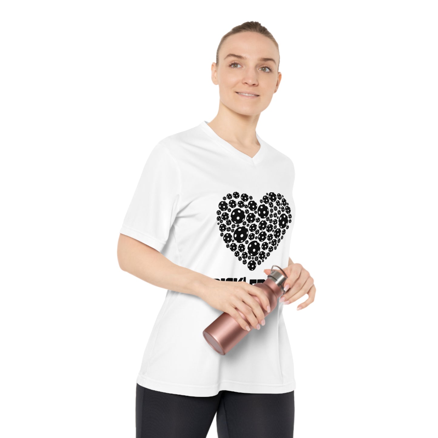 pickleball heart - Women's Performance V-Neck T-Shirt, pickleball, pickle ball, workout top, workout shirt, pickleball shirt, heart, pickleball heart, I love pickleball,
