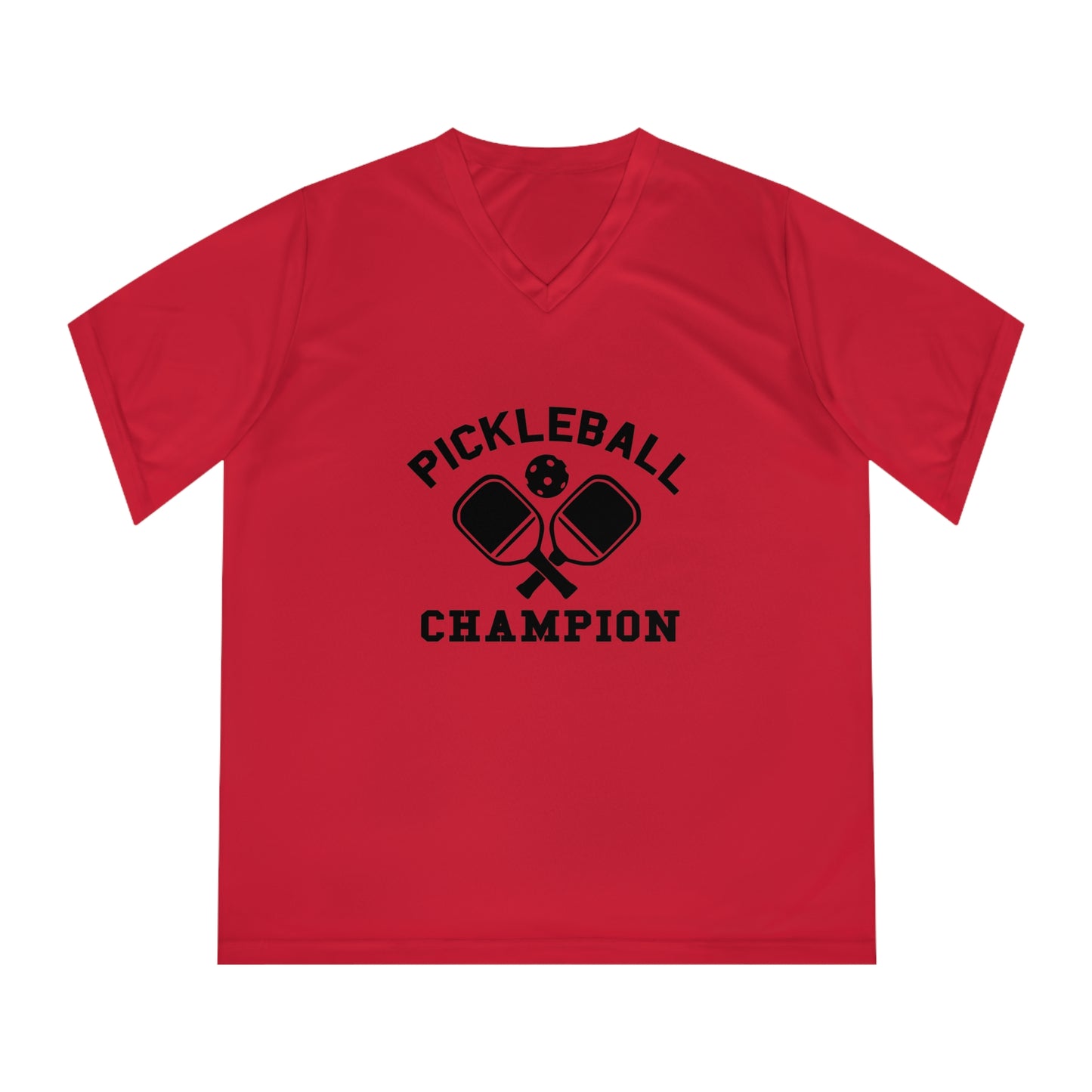 black pickleball champion - Women's Performance V-Neck T-Shirt, PICKLEBALL CHAMPION, pickleball, pickle ball, workout top, workout shirt, pickleball shirt, I love pickleball,