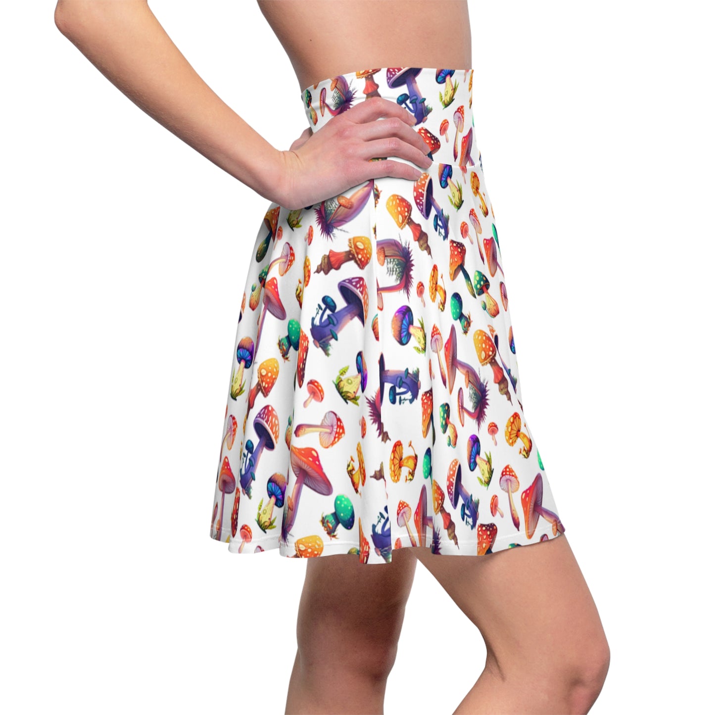 mushroom skirt, Women's Skater Skirt, mush skirt, mushroom, mush, toadstool skirt, toadstool, cottage core, fae, fairy, forrest, nature, mushroom