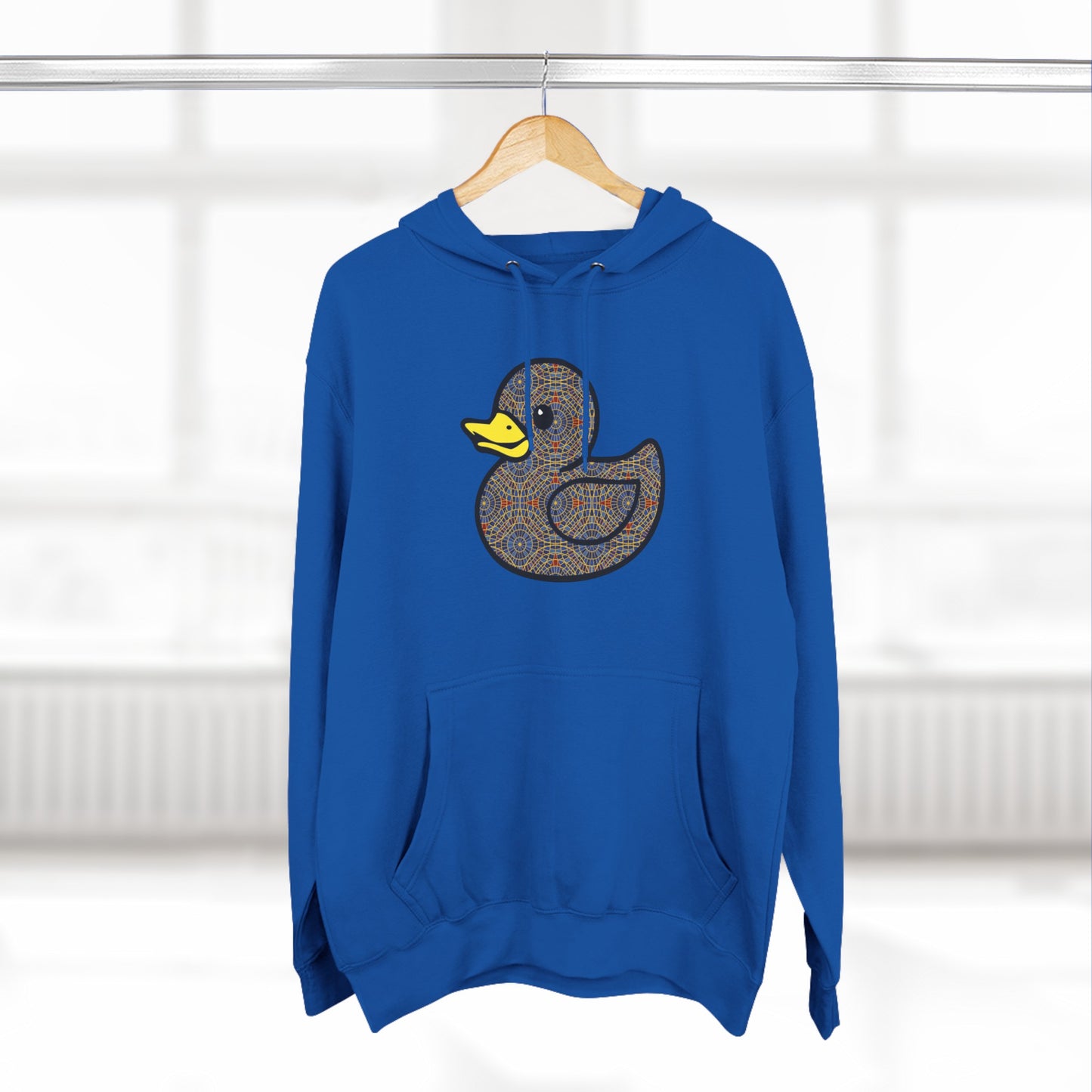 Marriott carpet duck hoodie, Three-Panel Fleece Hoodie, duck, duck hoodie, carpet duck, carpet cult, marriott carpet, carpet cults, dragon con, parody, inside joke, dragon con, dragoncon, dcon,