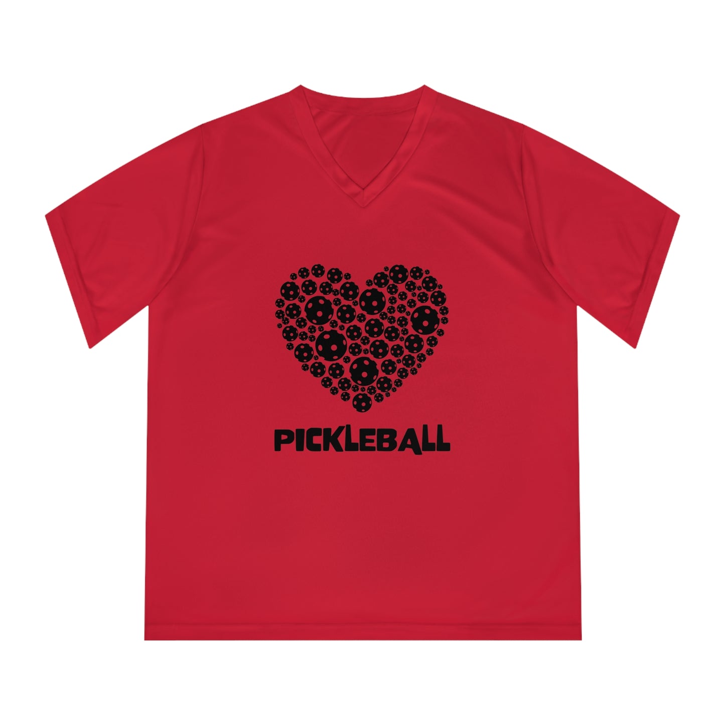 pickleball heart - Women's Performance V-Neck T-Shirt, pickleball, pickle ball, workout top, workout shirt, pickleball shirt, heart, pickleball heart, I love pickleball,