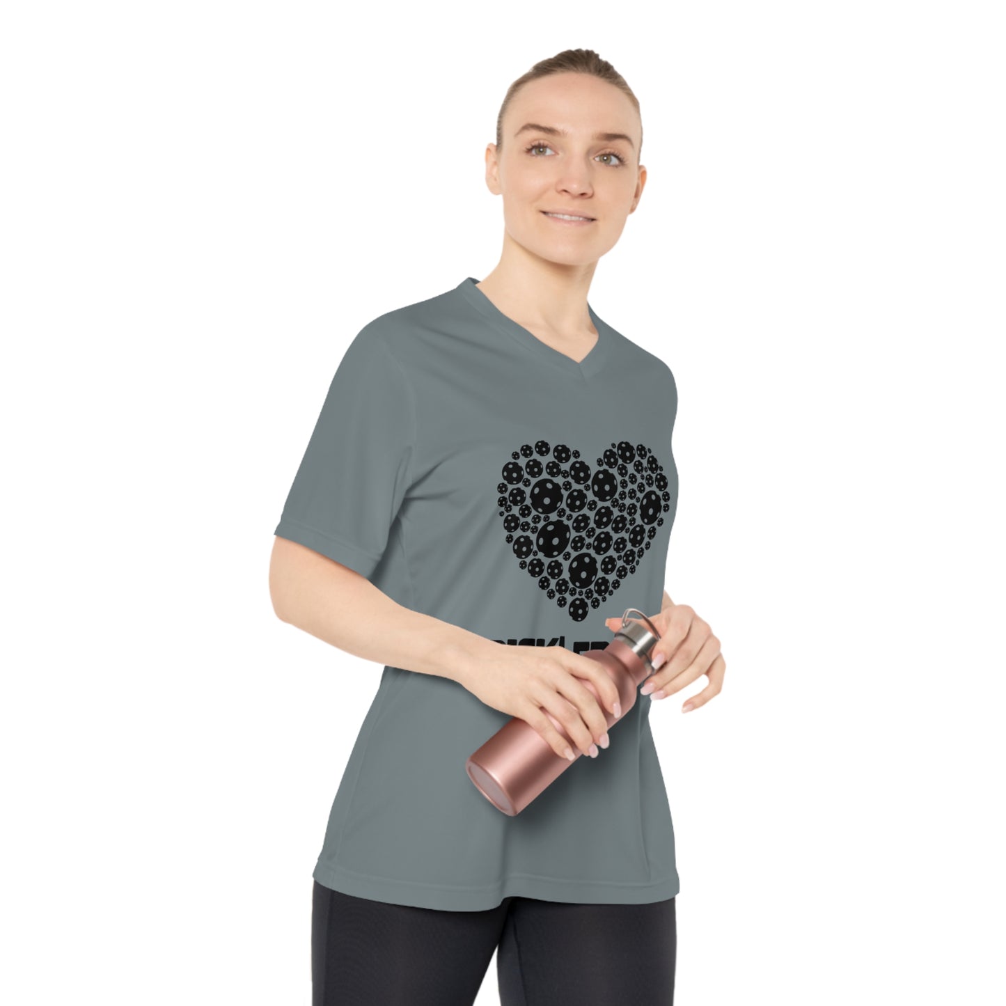 pickleball heart - Women's Performance V-Neck T-Shirt, pickleball, pickle ball, workout top, workout shirt, pickleball shirt, heart, pickleball heart, I love pickleball,