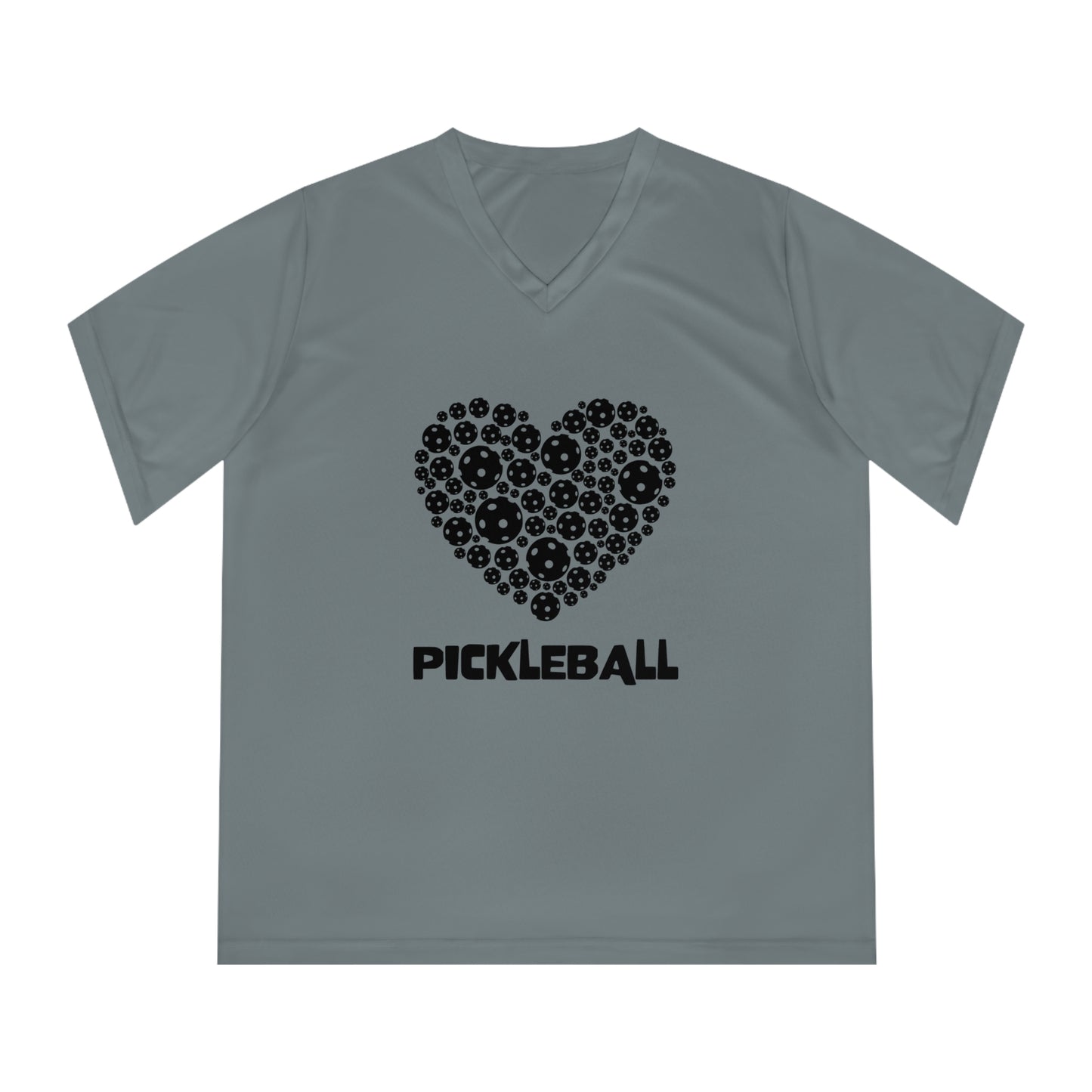 pickleball heart - Women's Performance V-Neck T-Shirt, pickleball, pickle ball, workout top, workout shirt, pickleball shirt, heart, pickleball heart, I love pickleball,