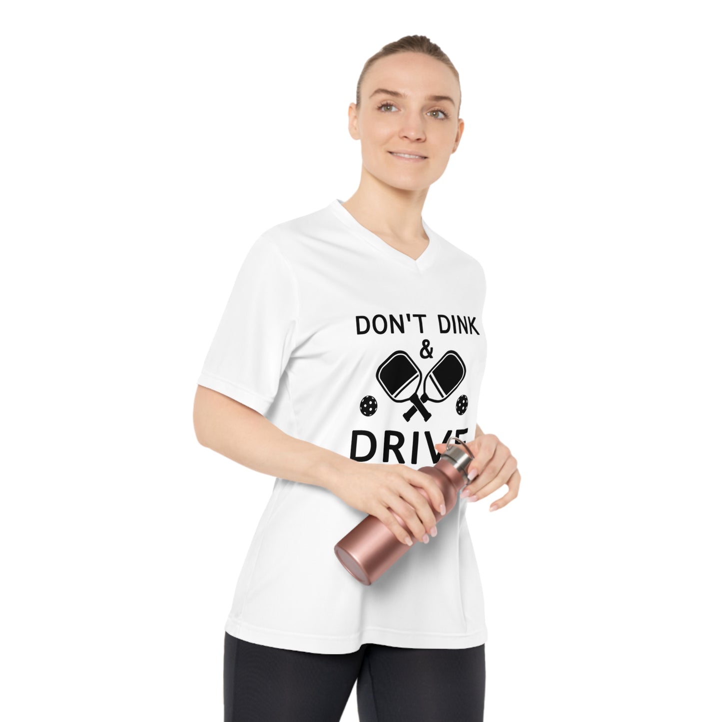 black pickleball dont dink and drive - Women's Performance V-Neck T-Shirt, DONT DINK AND DRIVE, pun, punny, pickleball, pickle ball, workout top, workout shirt, pickleball shirt, I love pickleball,