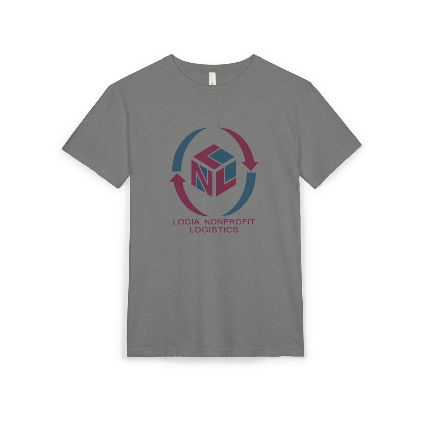 Logia Nonprofit Logistics, logia logistics, non prophet, Unisex Sueded T-Shirt, qr on back