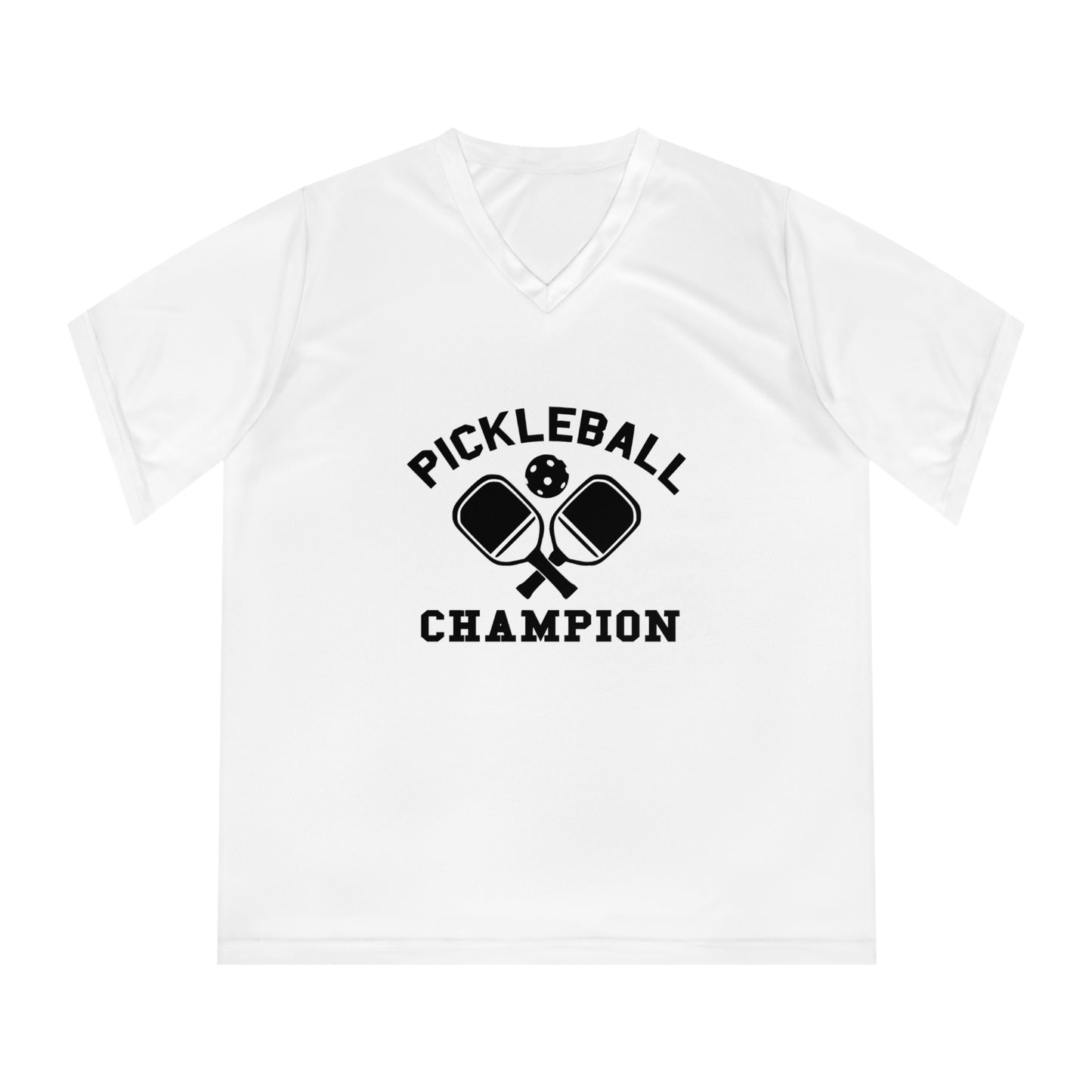 black pickleball champion - Women's Performance V-Neck T-Shirt, PICKLEBALL CHAMPION, pickleball, pickle ball, workout top, workout shirt, pickleball shirt, I love pickleball,