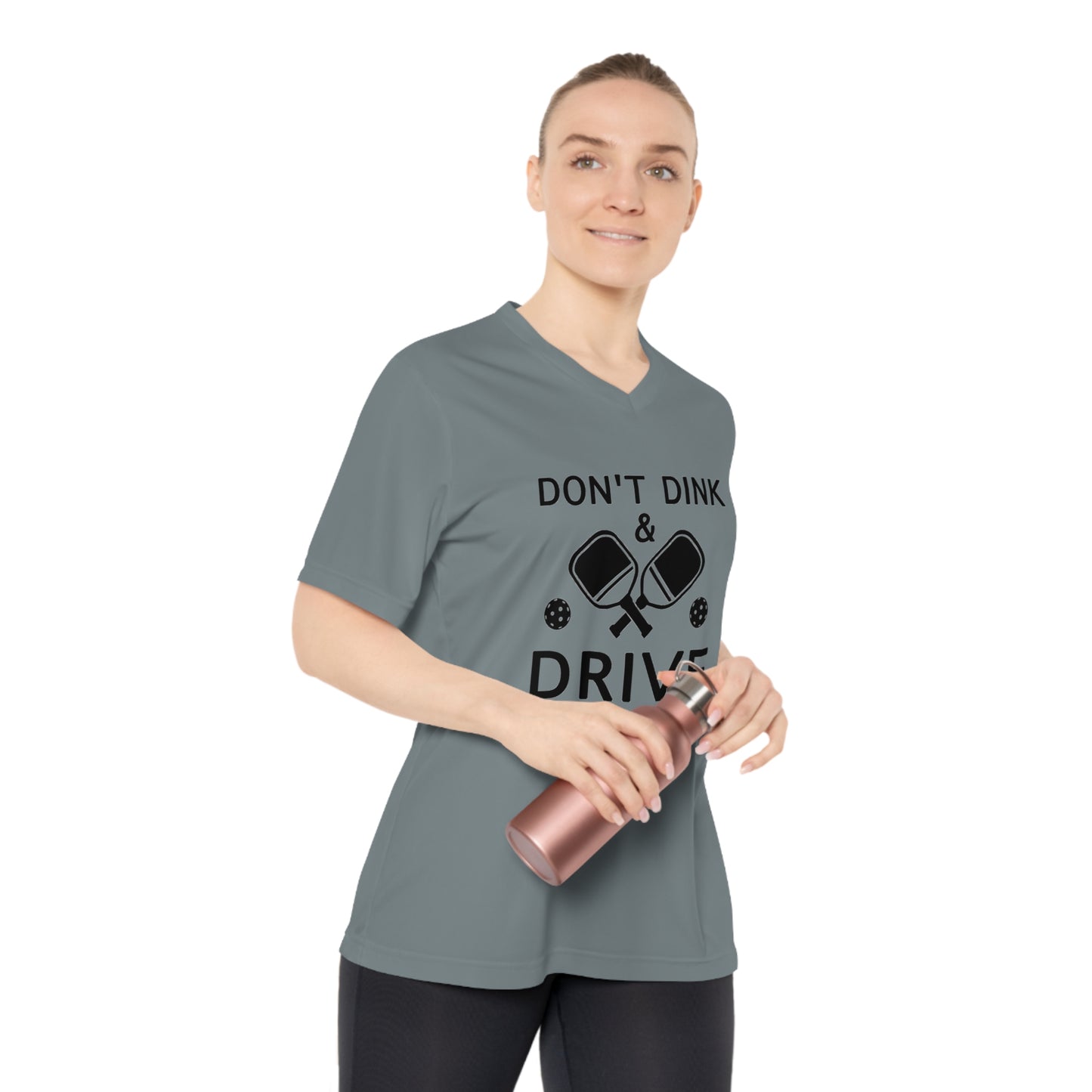 black pickleball dont dink and drive - Women's Performance V-Neck T-Shirt, DONT DINK AND DRIVE, pun, punny, pickleball, pickle ball, workout top, workout shirt, pickleball shirt, I love pickleball,