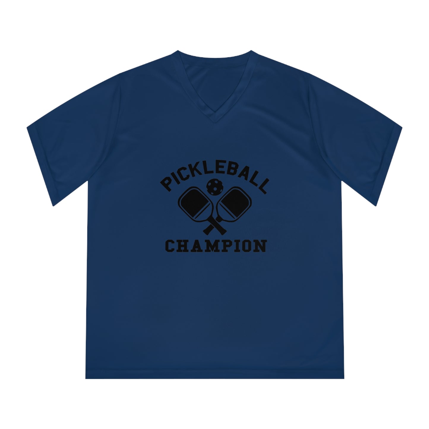 black pickleball champion - Women's Performance V-Neck T-Shirt, PICKLEBALL CHAMPION, pickleball, pickle ball, workout top, workout shirt, pickleball shirt, I love pickleball,