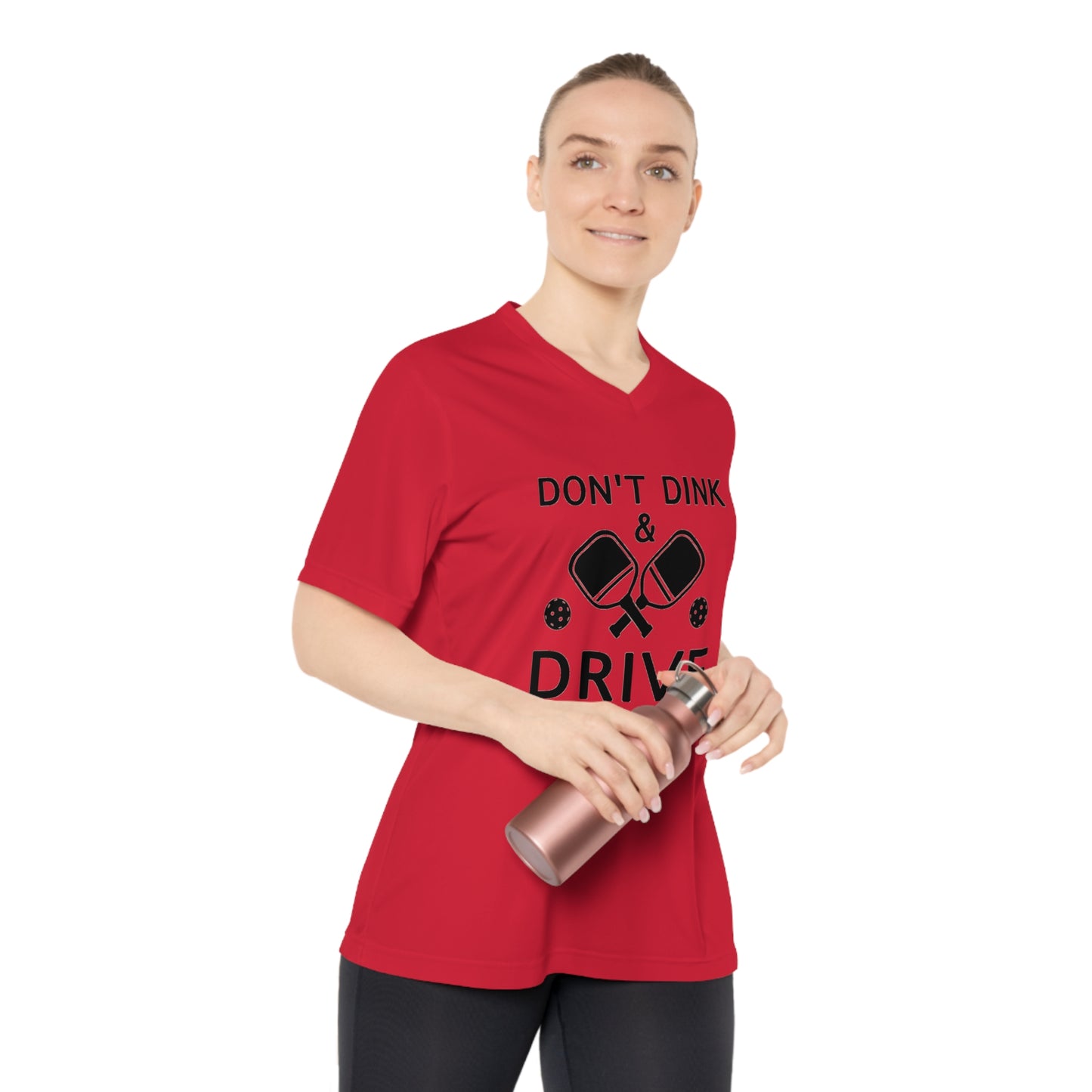 black pickleball dont dink and drive - Women's Performance V-Neck T-Shirt, DONT DINK AND DRIVE, pun, punny, pickleball, pickle ball, workout top, workout shirt, pickleball shirt, I love pickleball,