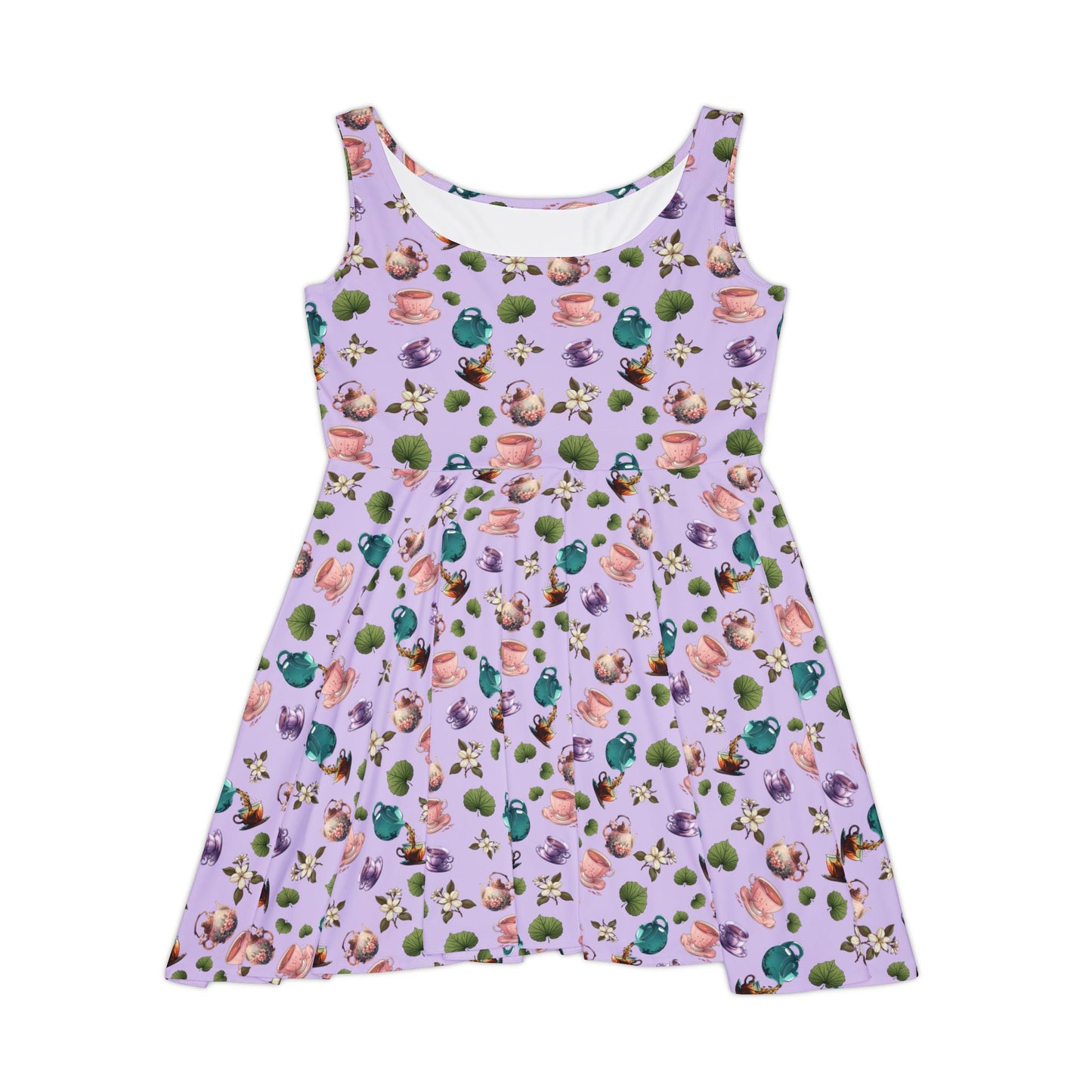 tea time dress, Women's Skater Dress, tea time, tea, tea lover, tea pot, tea cup, tea leaves, cute tea dress, cute dress