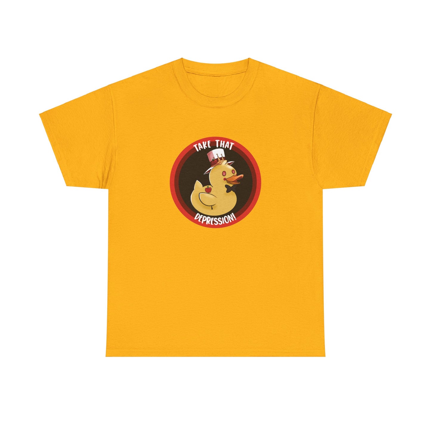 take that depression, Unisex Heavy Cotton Tee, take that depression shirt, depression shirt, duck, rubber duck, hazbin, inside joke, hotel, parody