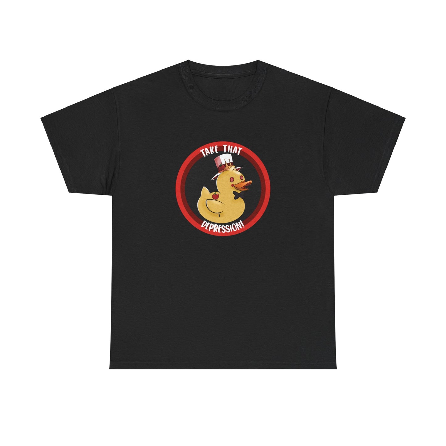 take that depression, Unisex Heavy Cotton Tee, take that depression shirt, depression shirt, duck, rubber duck, hazbin, inside joke, hotel, parody