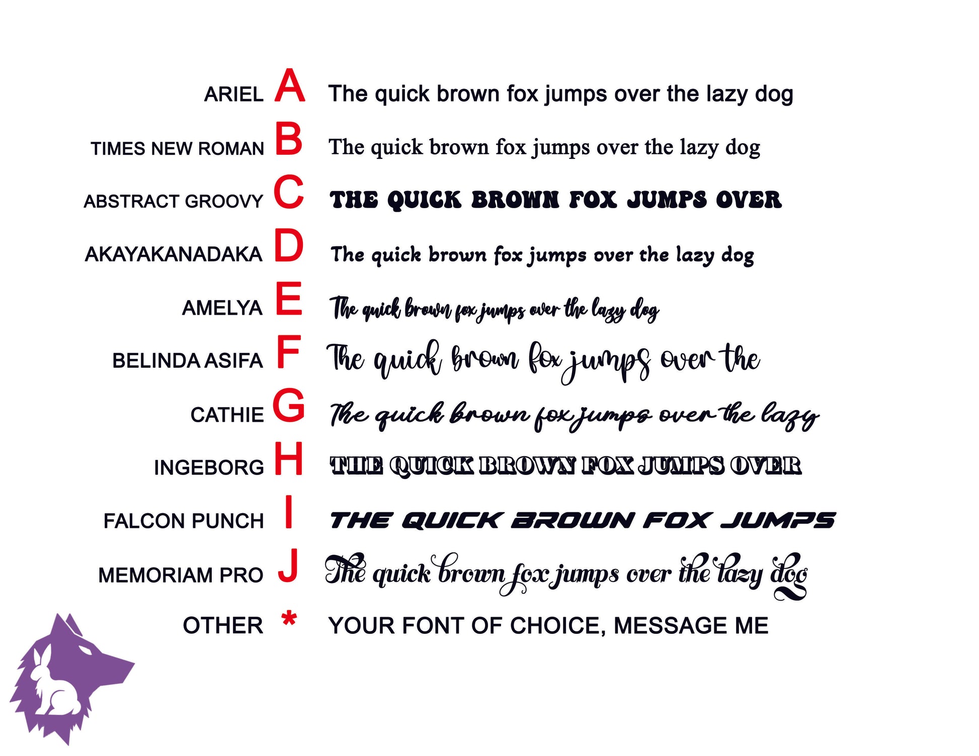 fonts to pick from to make it easier for you to decide