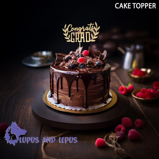 Congrats Graduation wood cake topper - graduation, grad, grad cake topper, graduation cake topper, cake, cake topper, cake stick, cake tag, cake decoration