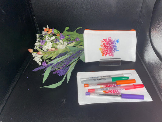 Color Splat D20 Pencil bag - pencil bag, school bag, pen bag, cute makeup bag, purse bag, makeup, pencil, feminine hygiene bag,