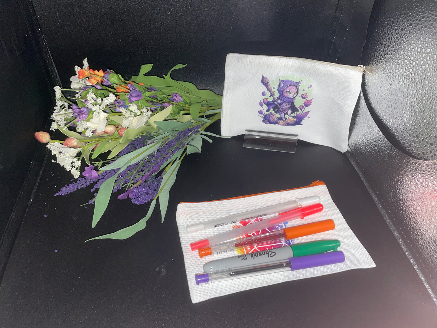 Mage Cat Pencil bag - pencil bag, school bag, pen bag, cute makeup bag, purse bag, makeup, pencil, feminine hygiene bag,