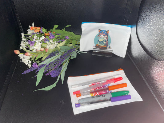 "Medium Cat" Pencil bag - pencil bag, school bag, pen bag, cute makeup bag, purse bag, makeup, pencil, feminine hygiene bag,