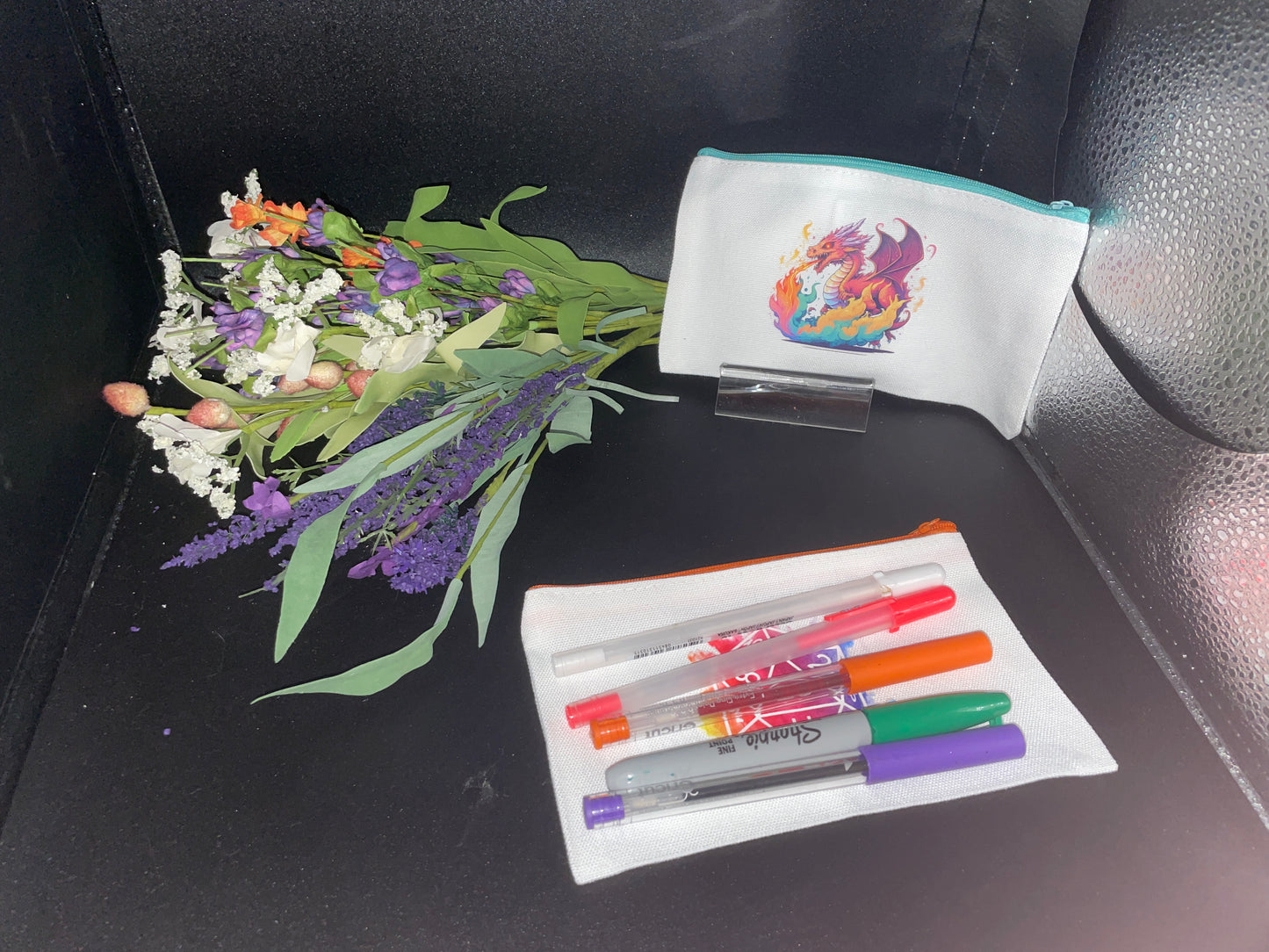 Rainbow Dragon Pencil bag - pencil bag, school bag, pen bag, cute makeup bag, purse bag, makeup, pencil, feminine hygiene bag,