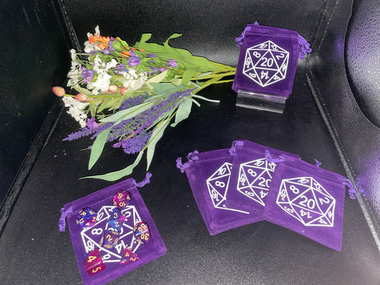 D20 Dice bag - dice bag, cute dice bag, small dice bag, velvet dice bag, d&d, dungeons and dragons, tabletop, dice, velvet bag, dragon, dragons, cute