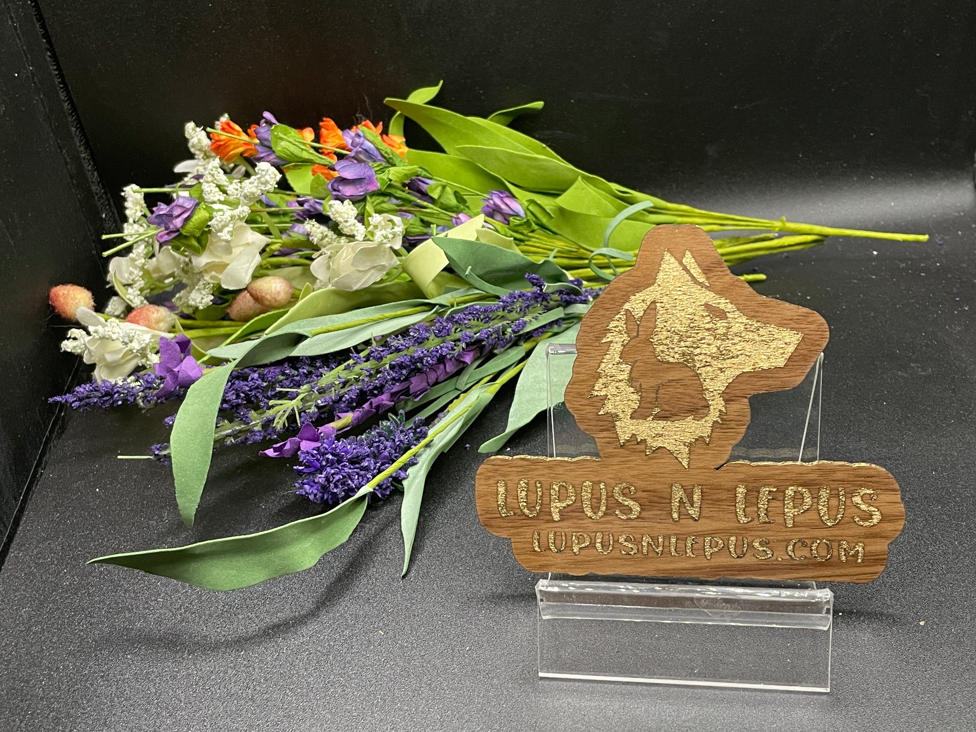 Gold Spray painted wood logo sign