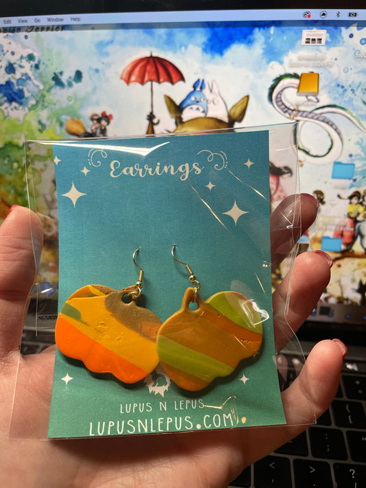 pumpkin earrings, pumpkin, fall, handmade, small biz, cute earring, fall earrings