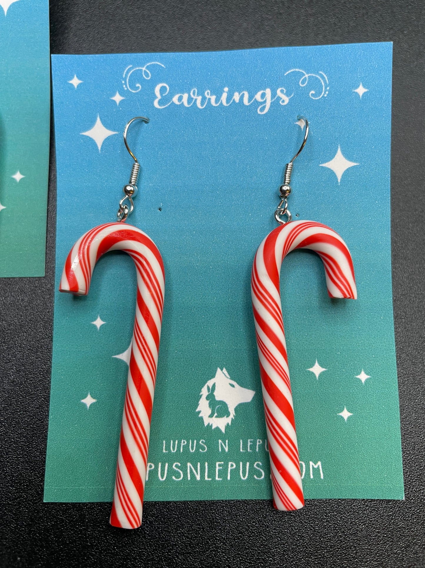 Candy Cane earrings, Candy cane, fishhook, dangle, hypoallergenic, handmade, nerdy, nerdy earrings, nerdy gift, cute earrings