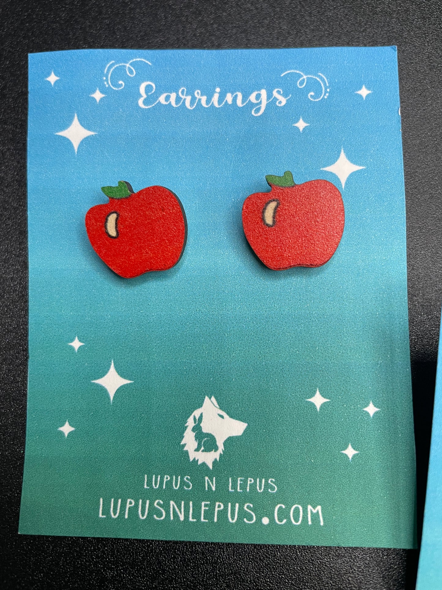 teacher earrings, apple earring, pencil earring, book earring, wood earrings, stud, hypoallergenic, handmade, nerdy, nerdy earrings, nerdy gift, cute earrings