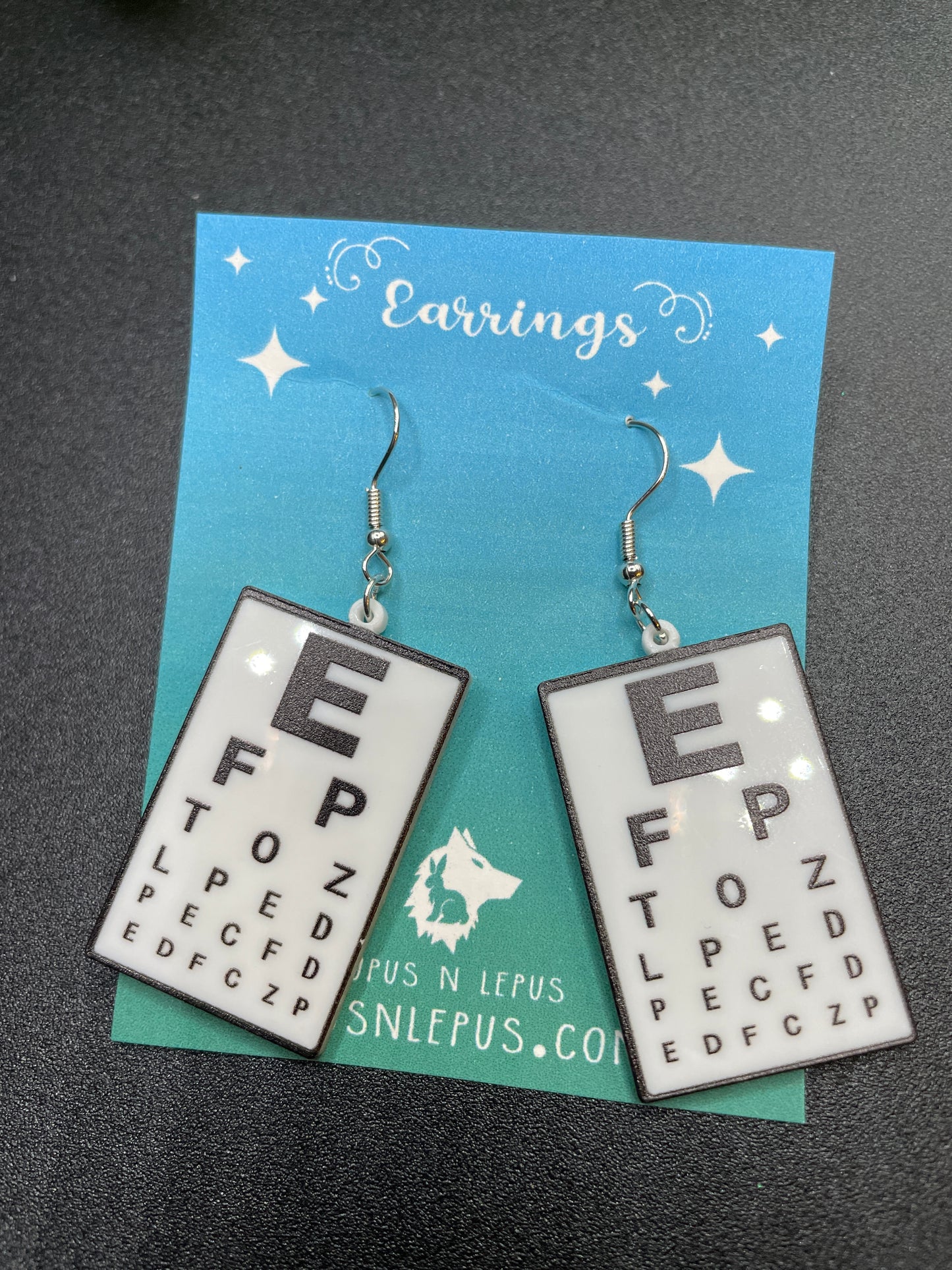eye chart earrings, eye exam earrings, eye dr earrings, glasses earrings, I choose violence earrings, dangle, fishhook, acrylic earrings, dangle, hypoallergenic, handmade, nerdy, nerdy earrings, nerdy gift, cute earrings
