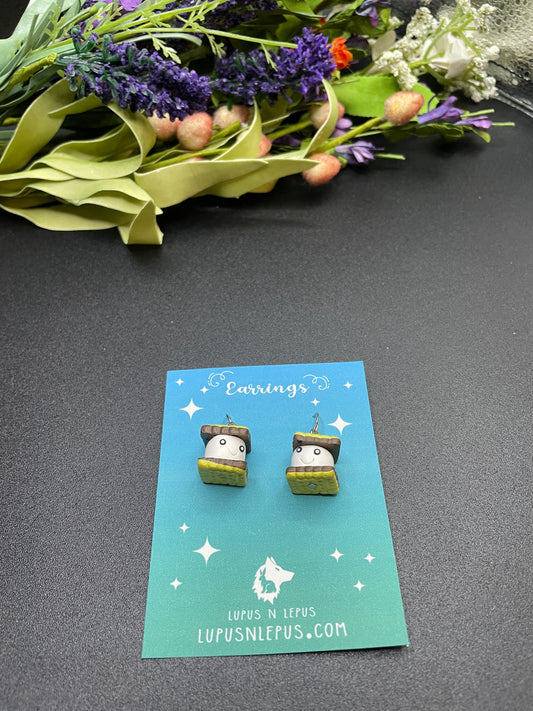 smores earrings, s'mores earrings, food earrings, camping earrings, fall earrings