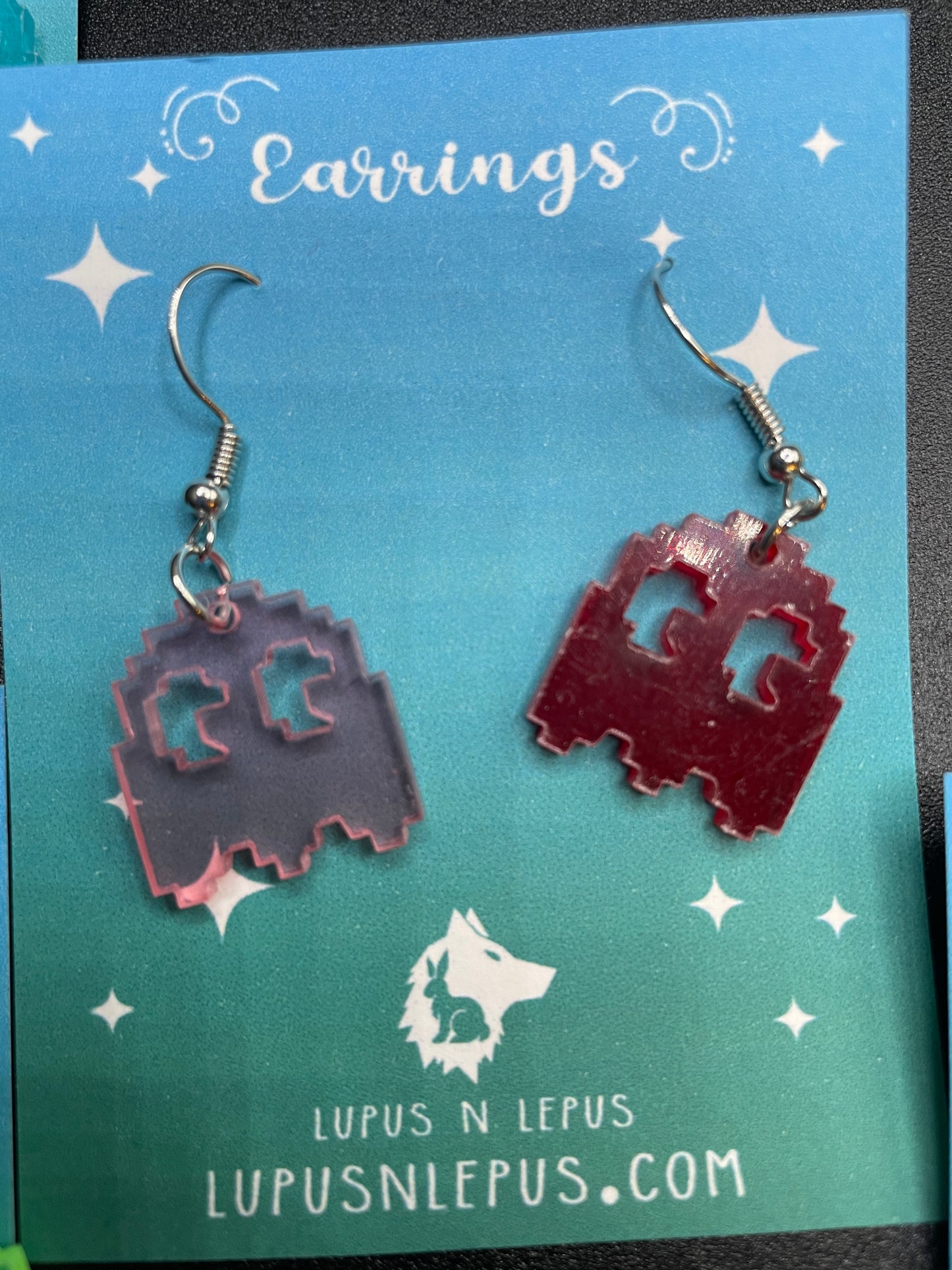 pack man earrings, packman earrings, dangle, fish hoook, hypoallergenic, handmade, nerdy, nerdy earrings, nerdy gift, cute earrings