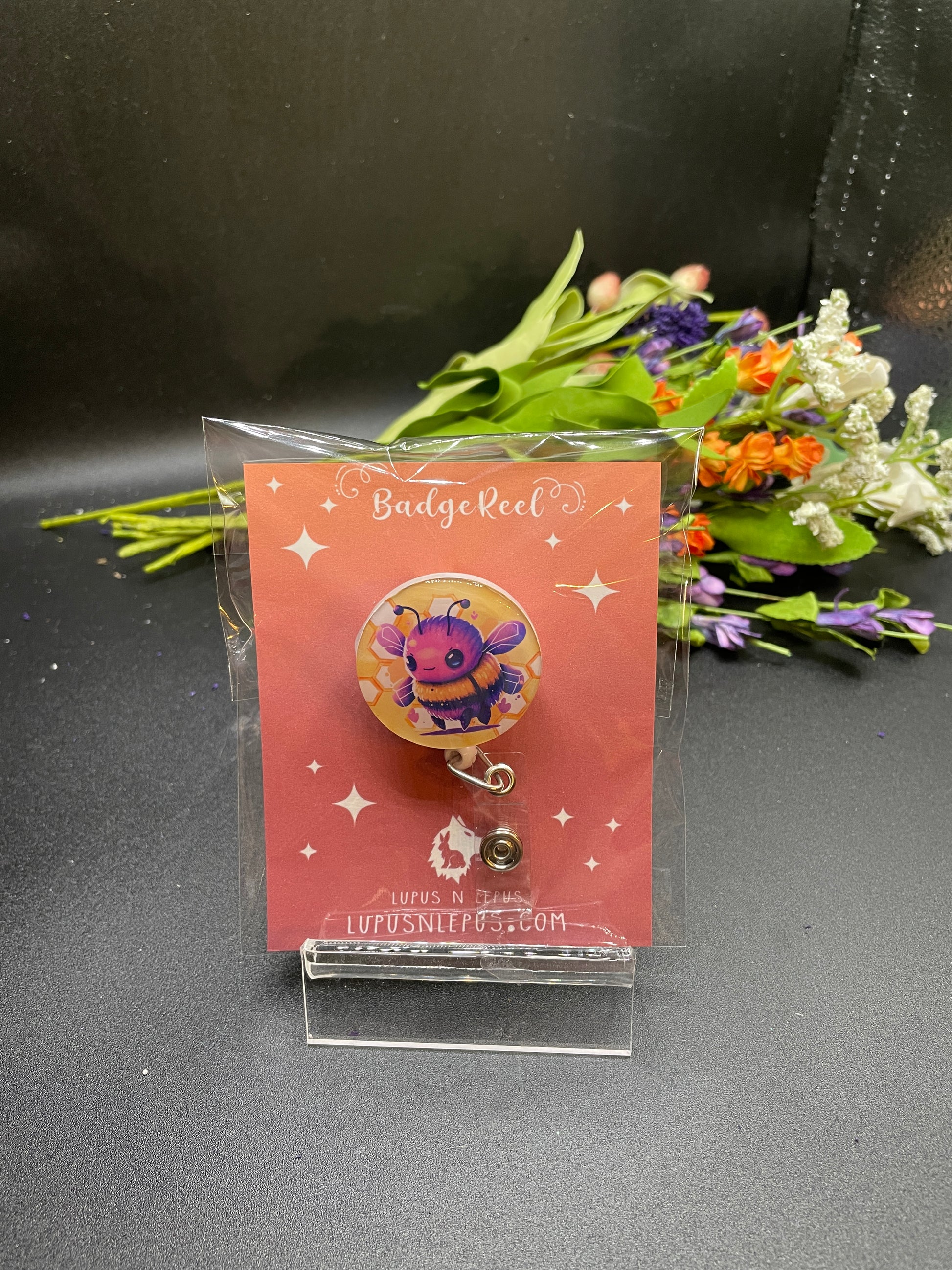 bee, cute bee, bee badge reel, save the bee's, spring, spring badge reel, bee badge reel, cute art