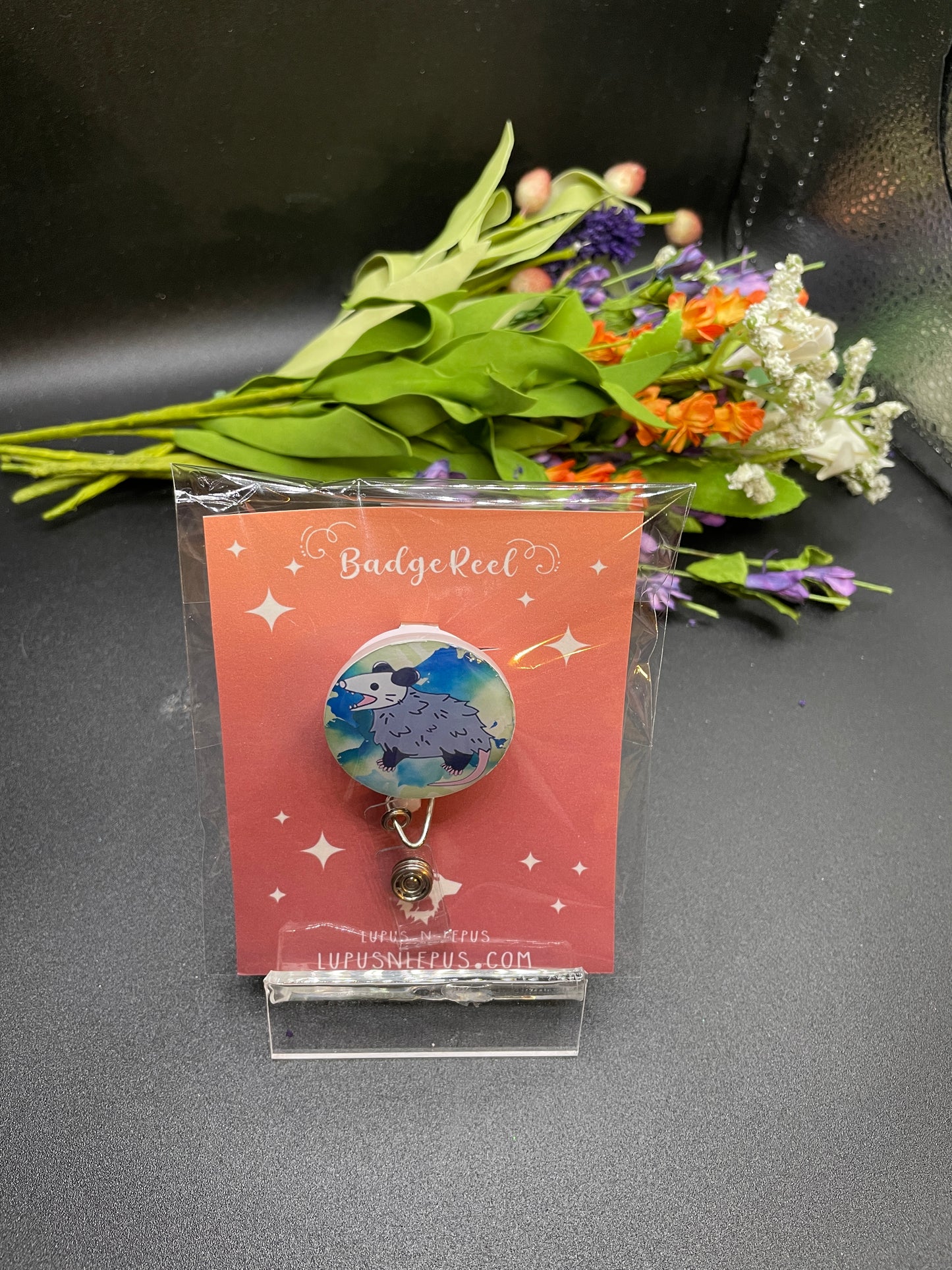 possum, possum badge reel, opossum badge reel, opossum, gift for opossum lover, oppie, possi