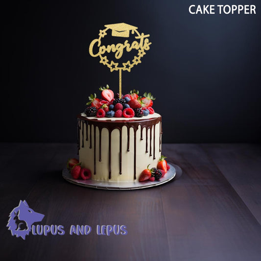 Graduation congratswood cake topper - graduation, grad, grad cake topper, graduation cake topper, cake, cake topper, cake stick, cake tag, cake decoration