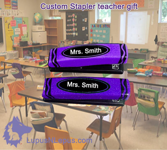 Crayon glitter stapler, teacher gift, back to school, crayon, stapler, staples, teacher appreciation