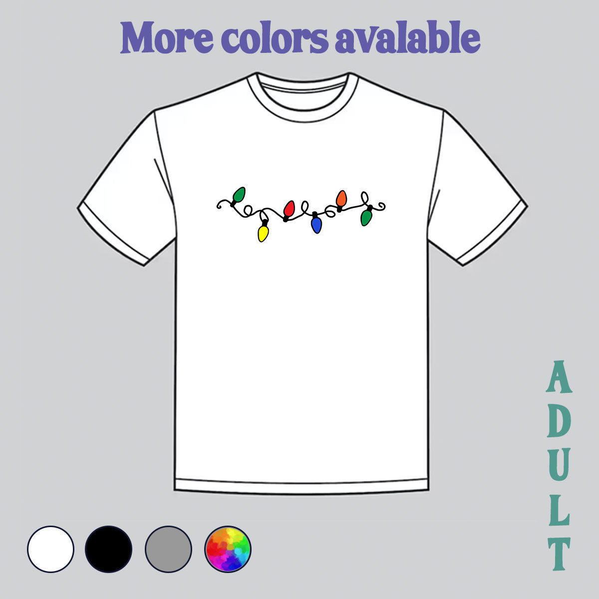 christmas shirt, christmas lights, nerdy shirt, my design, my art, shop small, lights