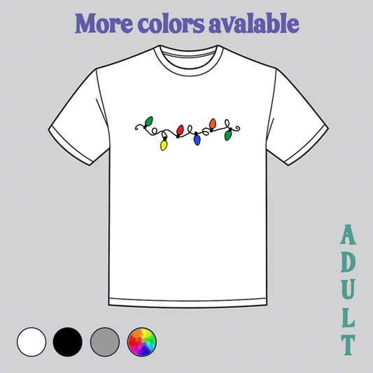 christmas shirt, christmas lights, nerdy shirt, my design, my art, shop small, lights