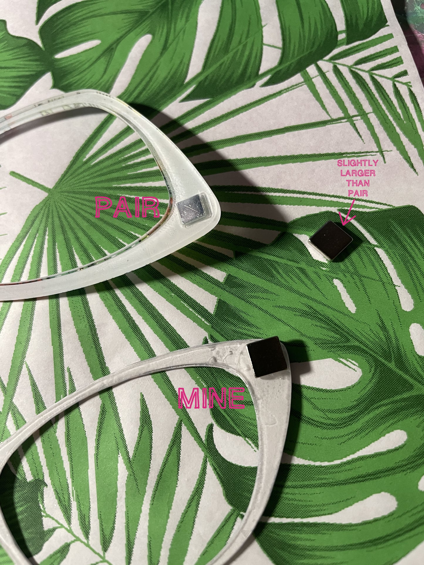 oops I forgot my 2 SQUARE magnets for magnetic glasses topper blanks, magnets for toppers, topper magnets