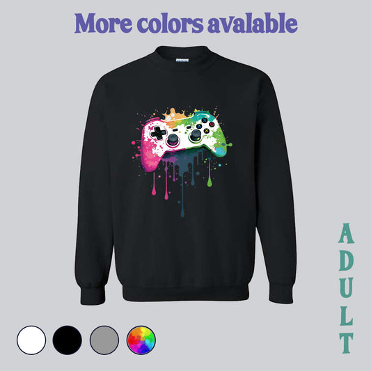SWEATSHIRT (no pocket or hood) - gamer, gamer sweatshirt, gamer sweater, nerdy sweater, nerdy, made in house, dtf, digital transfer, my art, my design