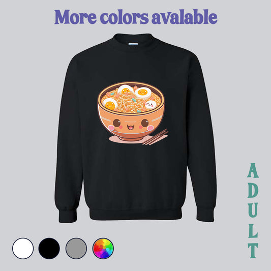 SWEATSHIRT (no pocket or hood) - ramen, ramen sweater, ramen sweatshirt, ramen sweater, cute ramen, kawaii ramen, made in house, dtf, digital transfer, my art, my design