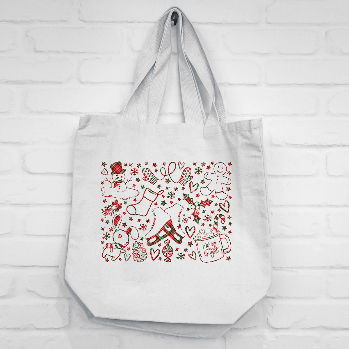 Christmas memories tote bag - tote, original design, Christmas, Xmas, holidays, Christmas tote, reusable bag, bag, tote bag,