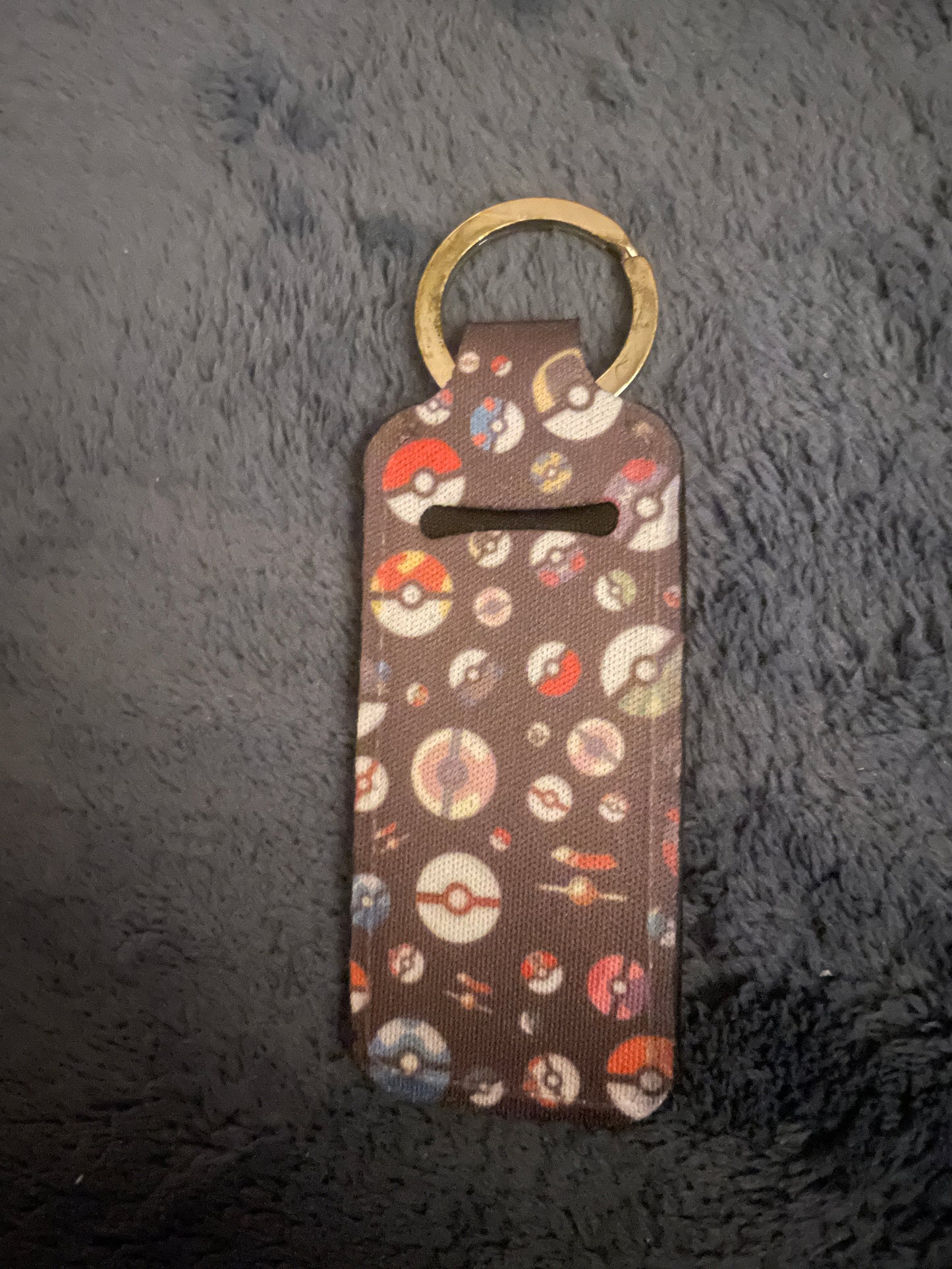 Pokeball Chapstick holder for keyring - pokeball keychain, pokeball chapstick holder, custom chapstick, keyring, keys, keychain, your picture, your text, christmas present, birthday gift, custom gift,
