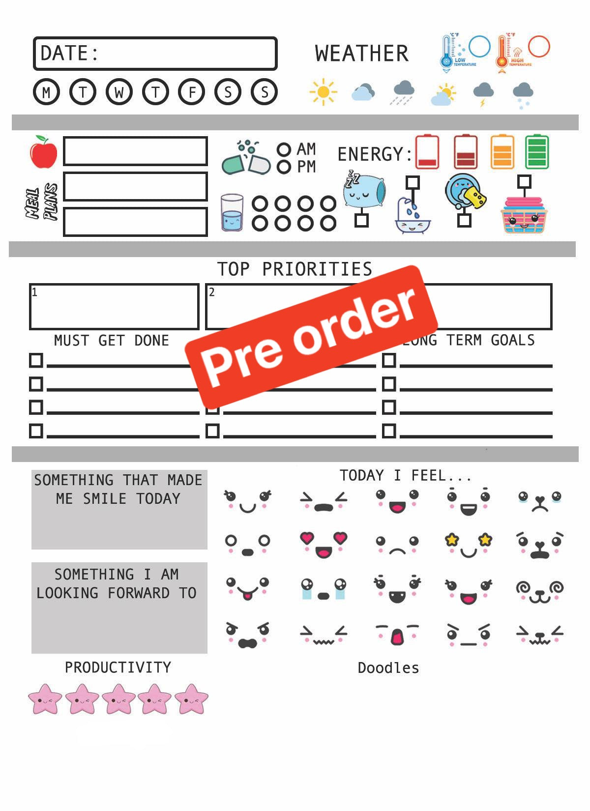 Note pad - adhd planner, adhd, adhd journal, adhd day planer, planner, cute planner, day planner, kawaii planner, attention deficit disorder, note pad, daily check list, stay focused, calm, stay calm, stay focused, adhd help, designed by me