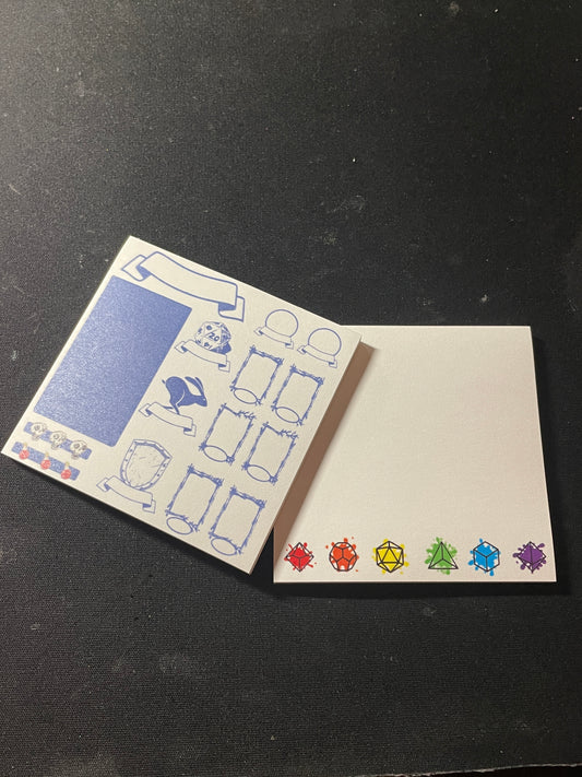 post it note - *bundle 2 table top theme* Dice, D&D, table top, polyhedral dice roll playing, game, gamer, dungeons and dragons, d6, d20, d4, d10, d100, d2, sticky note, stickynote, postit note, custom post it notes, post it brand, designed by me