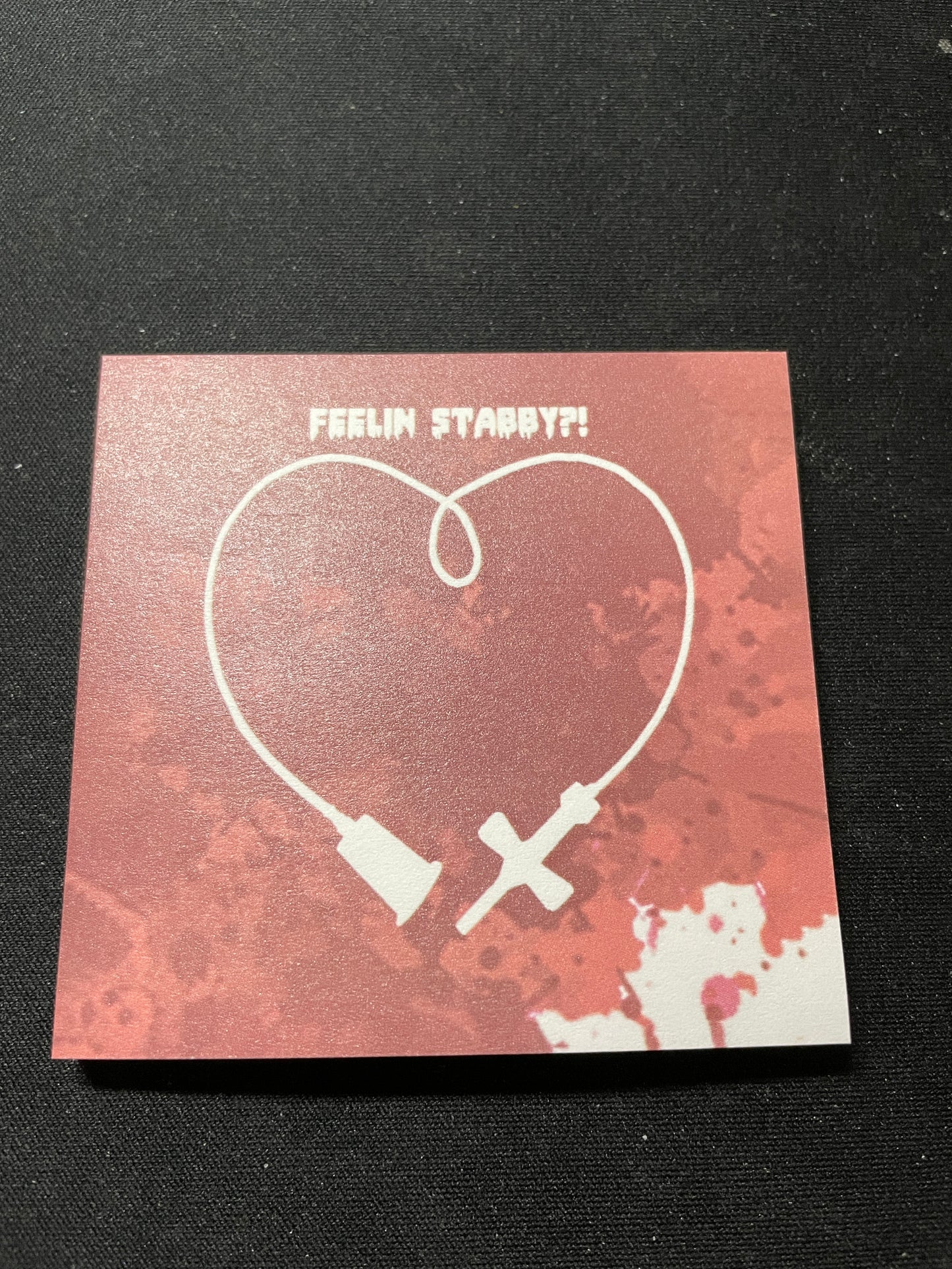 post it note - feeling stabby, butterfly heart, butterfly needle, nurse, rn, lab, phlebotomist, vampire, blood, hospital, doctors office, medical assistant, ma, sticky note, stickynote, postit note, custom post it notes, post it brand, designed by me