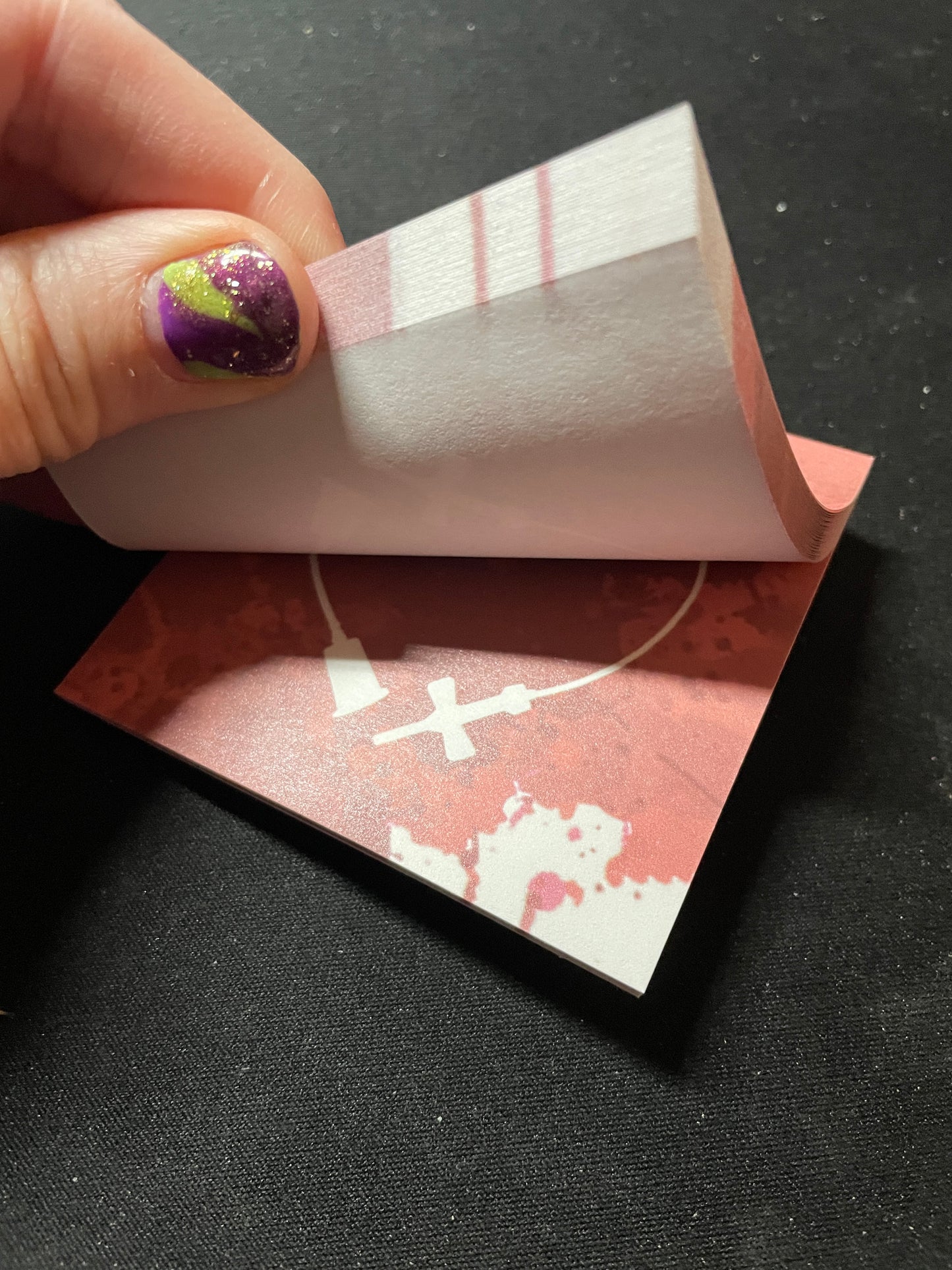 post it note - feeling stabby, butterfly heart, butterfly needle, nurse, rn, lab, phlebotomist, vampire, blood, hospital, doctors office, medical assistant, ma, sticky note, stickynote, postit note, custom post it notes, post it brand, designed by me