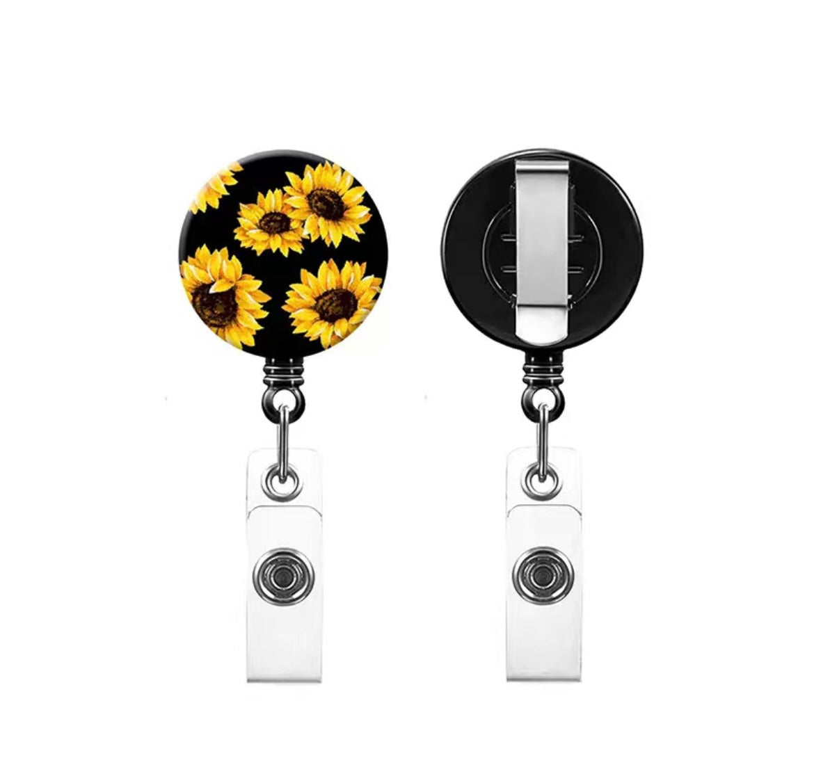 flower Badge Reel - sunflower, Badge, badge reel, badge real, badge holder, badge pin, cute badge, work badge, work