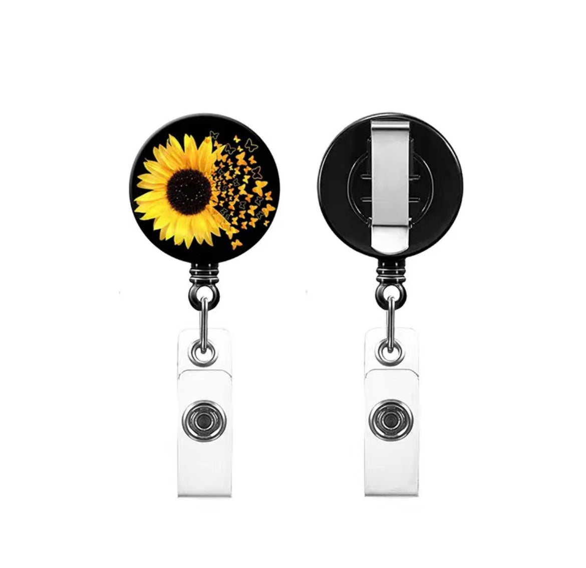 flower Badge Reel - sunflower, Badge, badge reel, badge real, badge holder, badge pin, cute badge, work badge, work